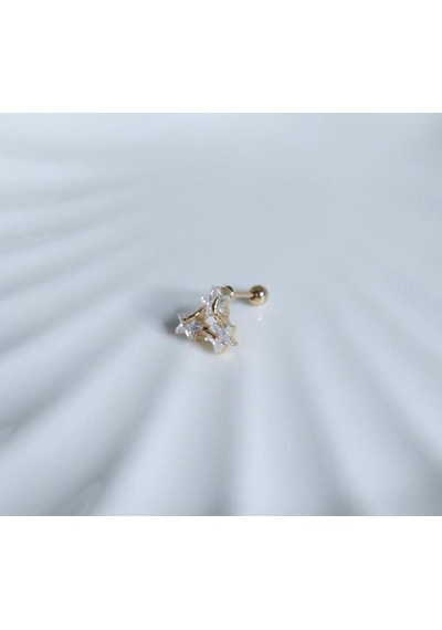 Tragus Piercing Çelik Renk Atmaz Taşlı Yıldız Model Gold - 647610813 Gold