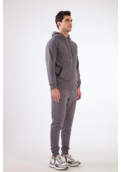 Dufy Antrasit Kapüşonlu Kanguru Cepli Regular Fit Erkek Sweatshirt Antrasit