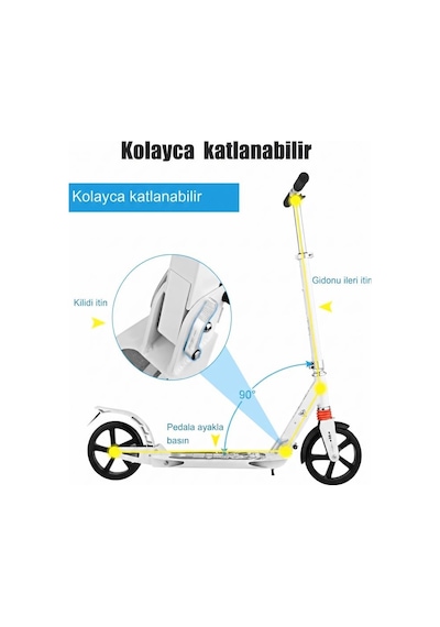 Çift Fren Sistemli 3 Kademeli Yükseklik Ayarlı Süspansiyonlu Ve Katlanabilir Yetişkin Scooter'ı Çok Renkli