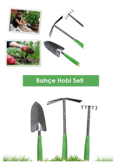 Hobi Bahçe Seti 3'lü Metal Kürek Tırmık Çapa