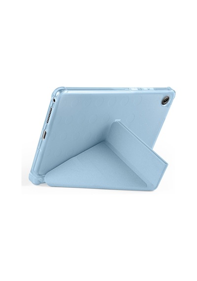 Lenovo Tab One 8.7 2025 Tb-305fu Uyumlu Kalem Bölmeli Dönebilen Üçgen Standlı Tri Folding Tablet Kılıfı - Mavi - T41659