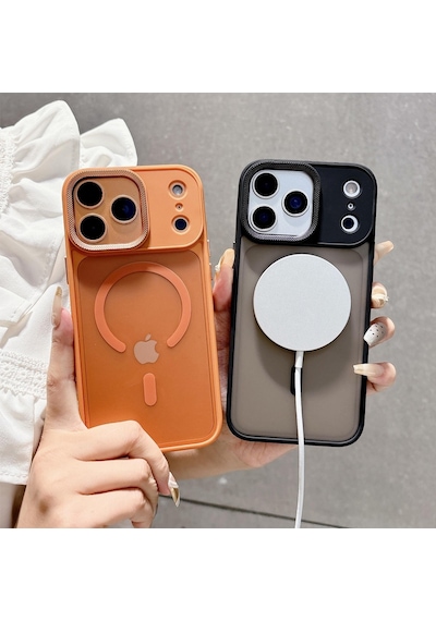 Fitcase Apple Uyumlu iPhone 17 Pro Kılıf Soft Mat Magsafe Kapak Turuncu