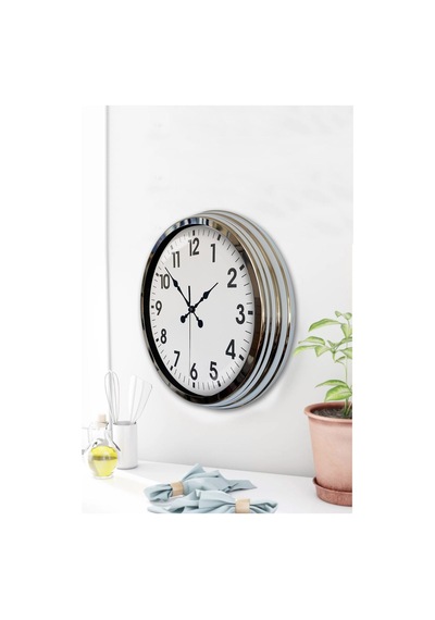 Krom Elegance 40 Cm Metal Standart Duvar Saati Krom