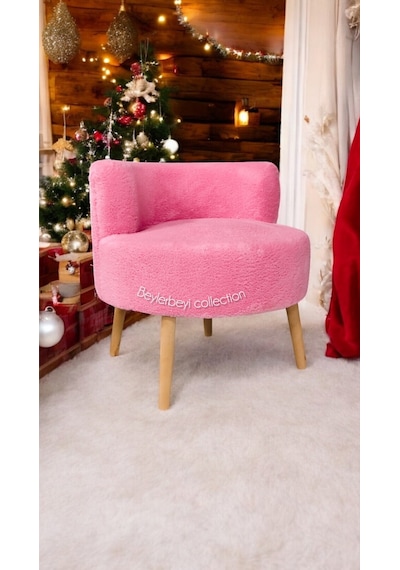 Tekli Puf ,makyaj Önü Pufu,çay Seti Tekli Koltuk, Sıtlı Berjer Salon, Balkon, Ofis ,sıtlı Puf, Pembe
