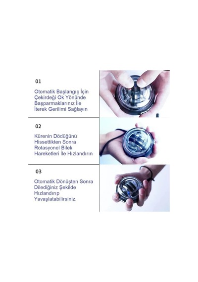 Gyro Ball El Bilek Egzersiztopu Otomatik Jiroskop Kol Kuvvet Spor Ekipmanı 5671 Çok Renkli