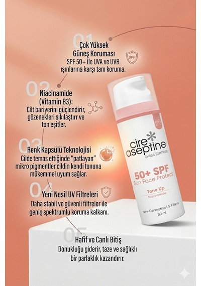 Sun Face Protect Tone Up Ton Dengeleyici 50 Spf Yüz Güneş Koruyucu Krem 50 Ml