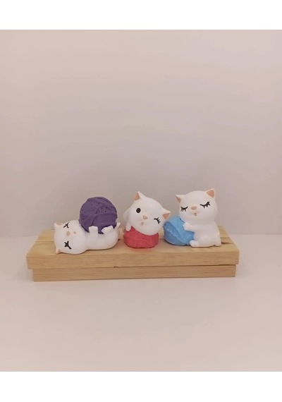 Tedi Sanat Kedi Biblo Dekoratif 3 Lü