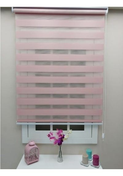 Pembe Bambu Zebra Stor Perde Altı Düz