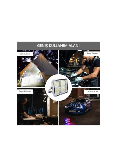 Ynsstores Seyyar Solar Led Projektör Gri Renk 200w Güneş Enerjili Portatif Led Işık Taşınabilir Soka