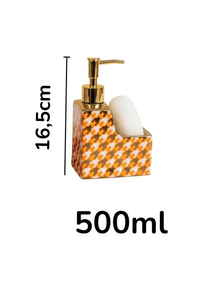 Premium Porselen Kaz Ayağı 500ml Sıvı Sabunluk, Süngerlik Bölmeli 47111 Çok Renkli