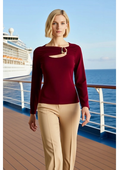 Benerly Kadın Örme Bluz Asimetrik Yaka Uzun Kol Cut Out Detaylı Vücuda Ot bordo Benerly Kadın Örme Bluz Asimetrik Yaka Uzun Kol Cut Out Detaylı Vücuda Ot bordo