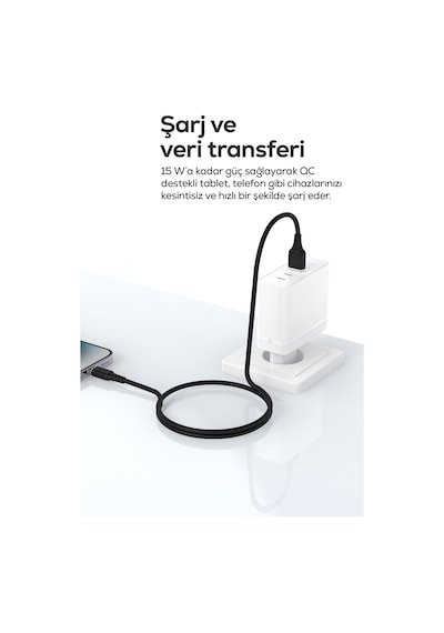 Usb-a To Type-c Hızlı Şarj Kablosu 15w Qc 3.0, 480mbps, 1.2m, Data Kablosu Siyah-v0203003