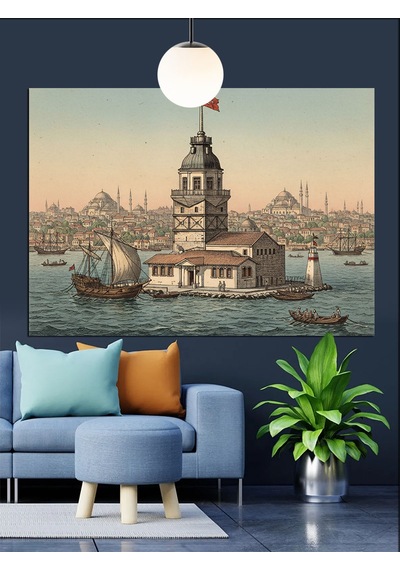 Klasik Tarzda Kız Kulesi Dekoratif Kanvas - Mdf Ahşap Tablo
