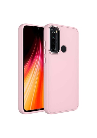 Xiaomi Redmi Note 8 Kılıf Metal Çerçeve Ve Buton Tasarımlı Silikon Zore Luna Kapak Pembe