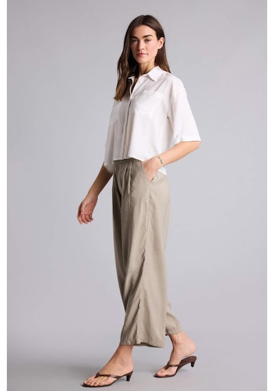 Defacto Wıde Leg Fermuarlı Normal Bel Düz Paça Tencel Pantolon H1929ax26smkh341 Haki-kh341