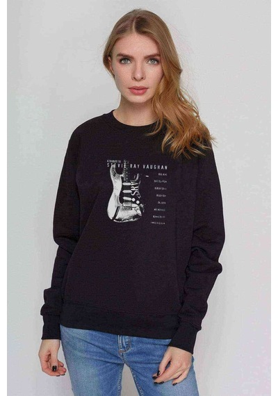 Eric Clapton Ain'T Gone 'N' Give Baskılı Siyah Kadın Sweashirt