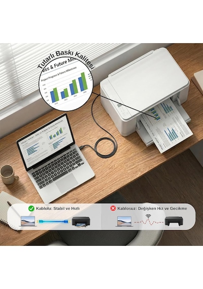 Usb To Usb-b Yazıcı Tarayıcı Printer Kablosu 5 Metre - Pc Ve Laptop İle Yazıcı Ara Bağlantı Data Kablosu - Usb 2.0 Hi-speed - Stabil Performans - Kolay Kullanım