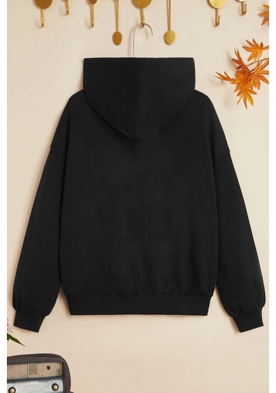 Çocuk Sevimli Kedi Baskılı Sweatshirt Siyah Çocuk Sevimli Kedi Baskılı Sweatshirt Siyah