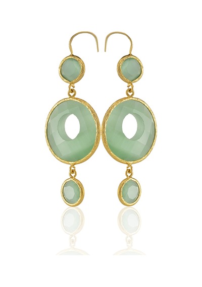 Kadir Jewellery 22 Ayar Altın Kaplama Kadın Sallantılı Küpe -el İşçiliği Ve Hipoalerjenik Küpe Açık Yeşil 91012758