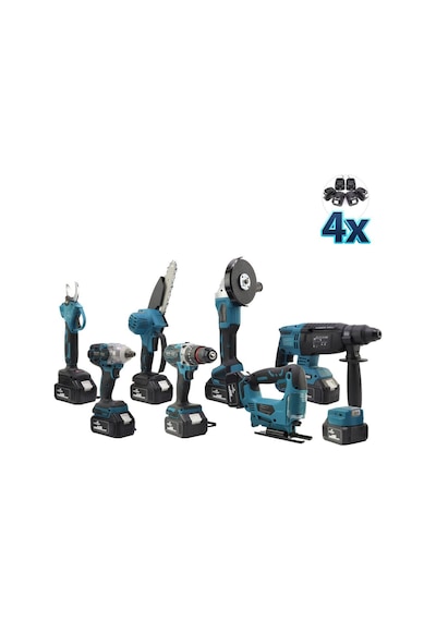 Dawreek Sekizli Set DBML (LED Aydınlatma+ Ş.Hilti+Ş.Spral+S.Sıkma+13 MM Ç.Mandren+Ş.Dekupaj+Budama Testeresi+Bağ Makası)