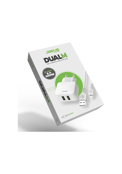 Jopus Universal Micro Sarj Seti JO-DU01 Dualm 2in1  2,4 A Beyaz
