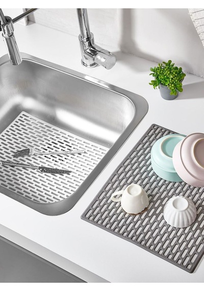 Dikdörtgen Silikon Ayarlanabilir Kaydırmaz Lavabo Üst Ve İç Matı 33x28 Antrasit Renk 1 Adet M-115 Si Diğer