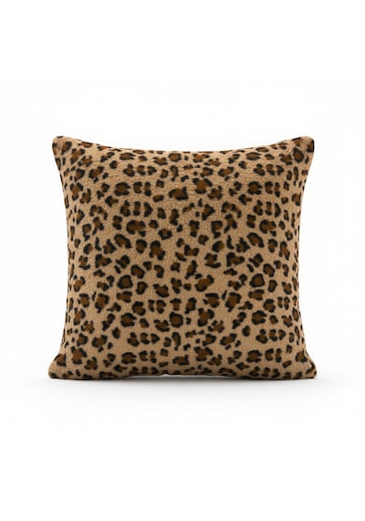 4 Lü Peluş Leopar Desenli Kırlent Kılıfı Dekoratif Ev Tekstili 45x45 Cm Leopar