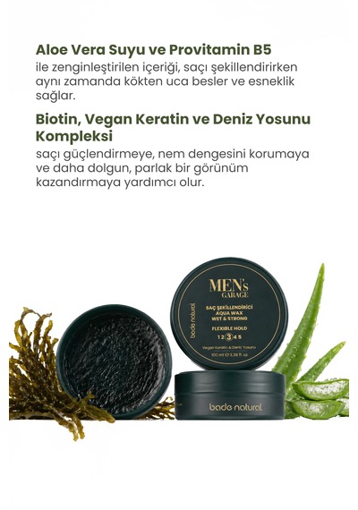 Bade Natural Men's Garage Saç Şekillendirici Aqua Wax 100 Ml