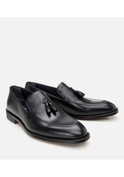 Hotiç Erkek Deri Siyah Püskül Detaylı Klasik Loafer