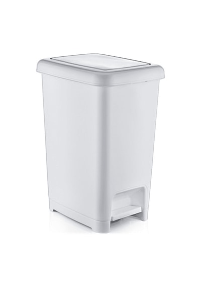 Plastik Beyaz Slim Pedallı Çöp Kovası 10 Litre Beyaz