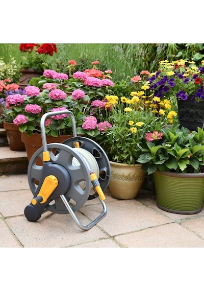 Hozelock 2475H Duvarda ve Yerde Kullanılabilen 60 m Kapasiteli Hortum Toplama Sarma Makarası