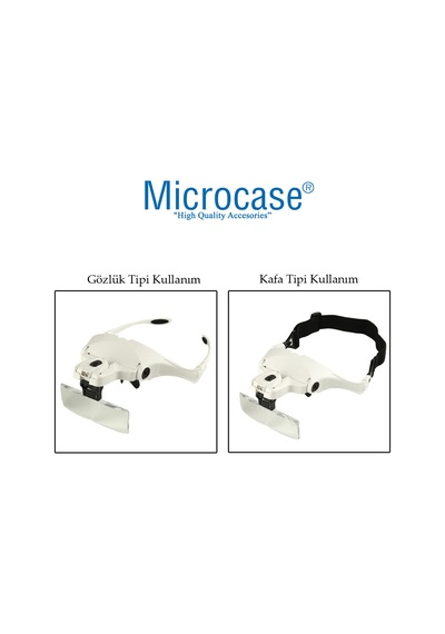Microcase 9892B1 - Al2350 Gözlük Tipi Işıklı Kafa Büyüteci 5 Farklı Lens