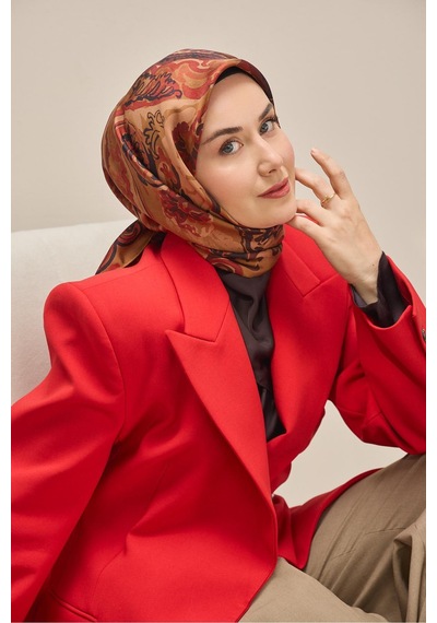 Silk Home Tivil İpek Eşarp Ist 11512- 23 Bordo Etnik Desen