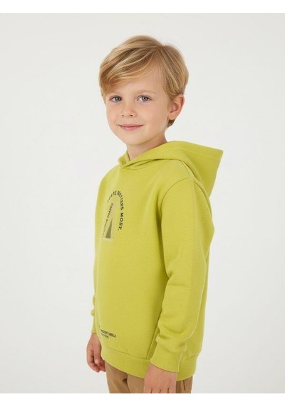 Zekids Erkek Çocuk Pamuklu Neon Yeşil Baskılı Sweatshirt-16701 YESIL
