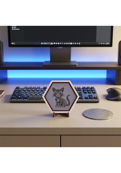 Estetik Kedi Temalı Modern Masaüstü Aksesuarı Kahve Köşelerinizi Tamamlayan Özel Bir Şık Dokunuş 10x10 Cm, Mor