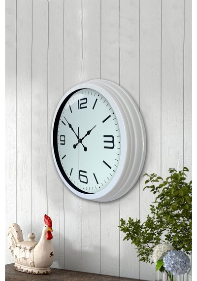 40 Cm Beyaz Metal Modern Duvar Saati Çok Renkli