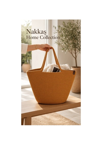Nakkaş Home Collection Jüt Çanta Kadın Hasır Çanta, Plaj Çantası, Omuz Ve Günlük Kullanım Çantası-sarı-45x30 Cm