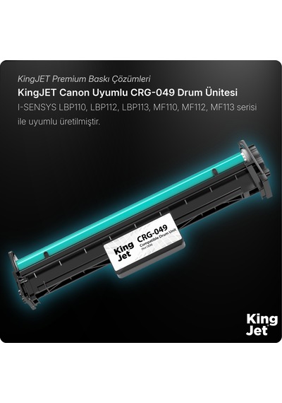 Kingjet Canon Uyumlu 049 Crg-049 Standart Kapasiteli Çipli  Uyumlu Drum Ünitesi Mf113