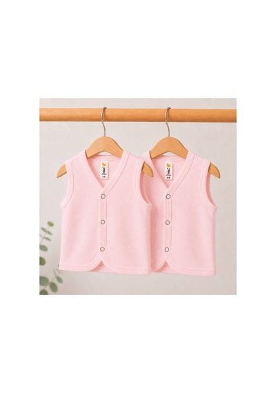 H&c Coolboy H & C %100 Pamuk 2'li Bebek Yeleği Çıtçıtlı Kolsuz İç Yelek 0-36 Ay Pembe