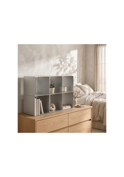 Node 6'lı Modüler Metal Açık Raf Ünitesi Konsol Ve Masaüstü Kitaplık 50x33 Cm Gümüş - 944245501 Gümüş