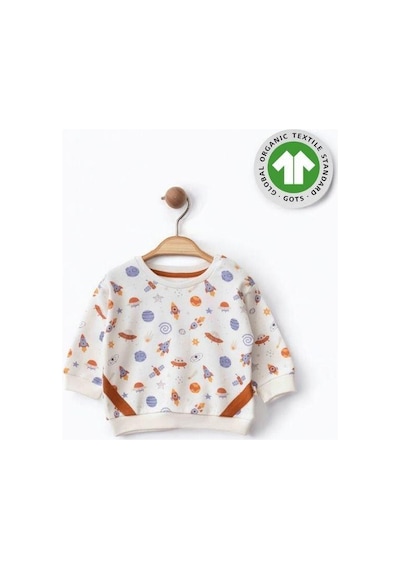 Zekids Erkek Bebek Uzay Desenli Organik Eşofman Takım-15485 renkli