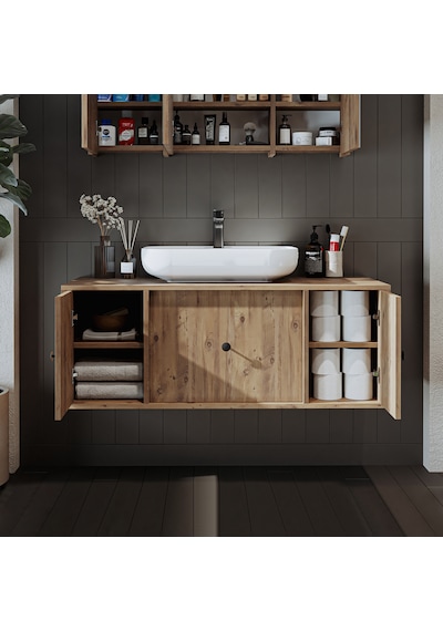Gusto Ayaksız Oval Lavabolu Mdf 120 Cm Çekmeceli Banyo Dolabı Atl Atlantik Çam Gusto Ayaksız Oval Lavabolu Mdf 120 Cm Çekmeceli Banyo Dolabı Atl Atlantik Çam