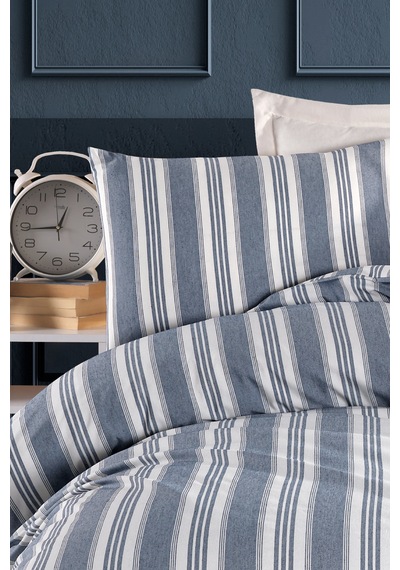 Eponj Home Sport Çizgili Nevresim Takımı Tek Kişilik Soft Line Lacivert Lacivert