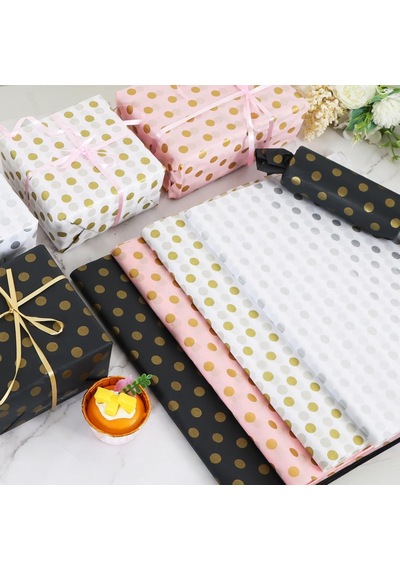 Altın Puantiyeli Pelur Kağıt, Dekoratif Hediye Paketleme Ve Ambal