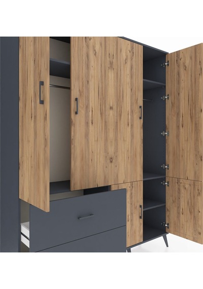 Hyperion Gardrop 5 Raflı 2 Çekmeceli 2 Askılı 176x44x221 Antrasit-çam/antrasit Çam/antrasit Hyperion Gardrop 5 Raflı 2 Çekmeceli 2 Askılı 176x44x221 Antrasit-çam/antrasit Çam/antrasit