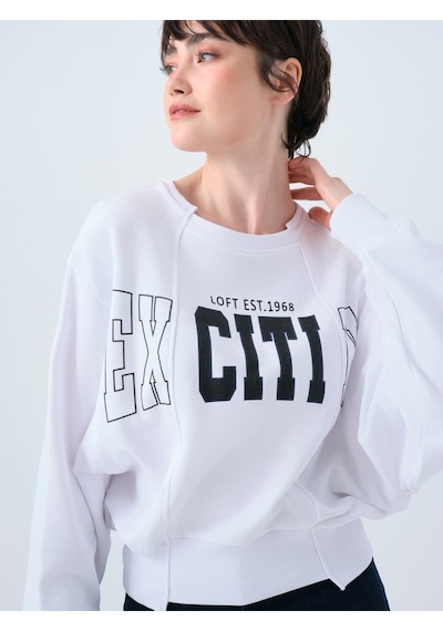 Regular Long Crop Kadın Sweatshirt Beyaz