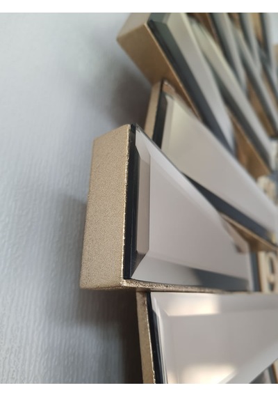 Ayna Denizi Güneş Twins Bronze Black Model Altın Siyah Renk 70 cm Dekoratif Aynalı Duvar Saati Altın - Siyah