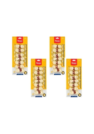 Wanpy Oven Roasted Deri Düğümlü Kemik Üzerine Biftek Sarılı Köpek Ödülü 85 Gr 7'li Düğümlü Kemik X 4 Adet