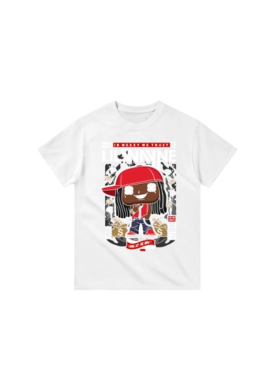Paybuy Çocuk Hip Hop Müzik Kültürü Baskılı Tişört Dinamik Tasarım Cesur beyaz