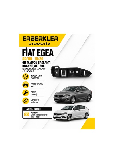 Fıat Egea- Sd/hb- 15/20 Ön Tampon Bağlantı Braketi Alt Sol Çamurluğa Takılan - 51984513 - Erb1963